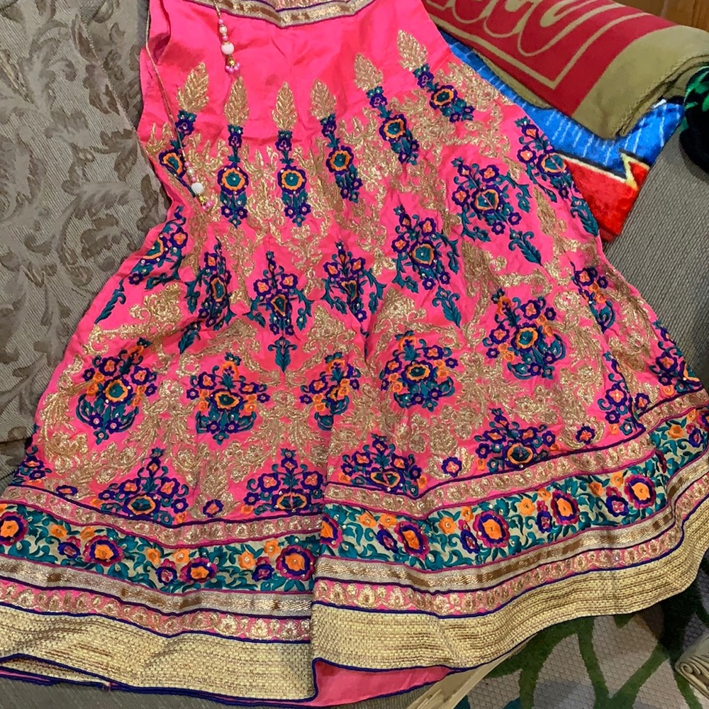 Pink Lehenga - Multicolored embroidery
